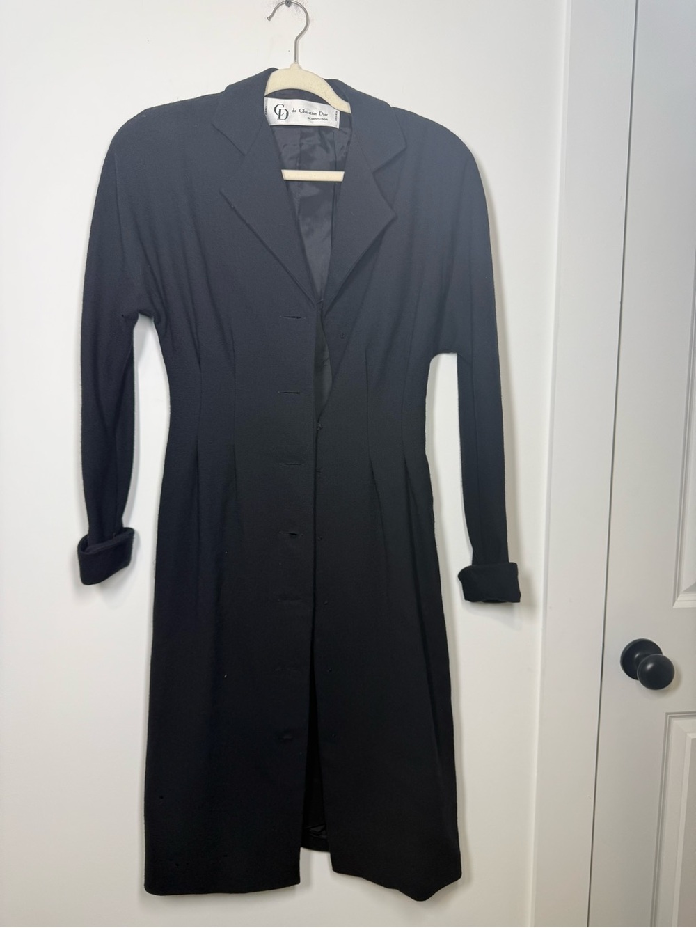 Vintage Christian Dior Robes D’Usoir Black Long Jacket Robe Size 4 Made in USA